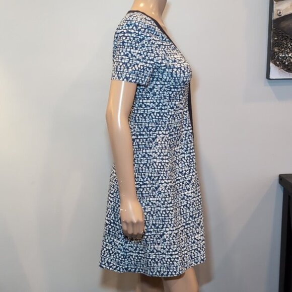 Tory Burch Vienna Dress Womens Size Small Blue Zippered Short Sleeve Fit & Flare - Picture 11 of 14